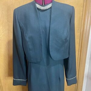 Elegant Vintage Black Women's gown and bolero jacket with rhinestone accents